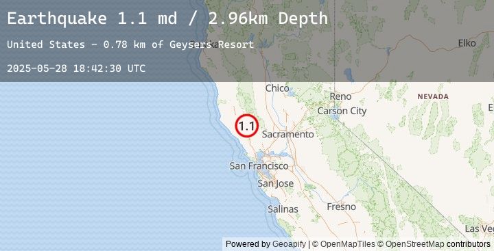 Map of 5 km WNW of The Geysers, CA