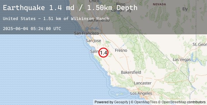 Map of 8 km NNE of Pinnacles, CA