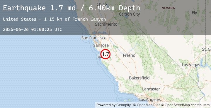Map of 4 km SSW of San Juan Bautista, CA