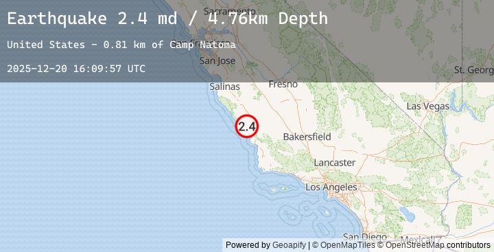 Map of 10 km SSW of Lake Nacimiento, CA