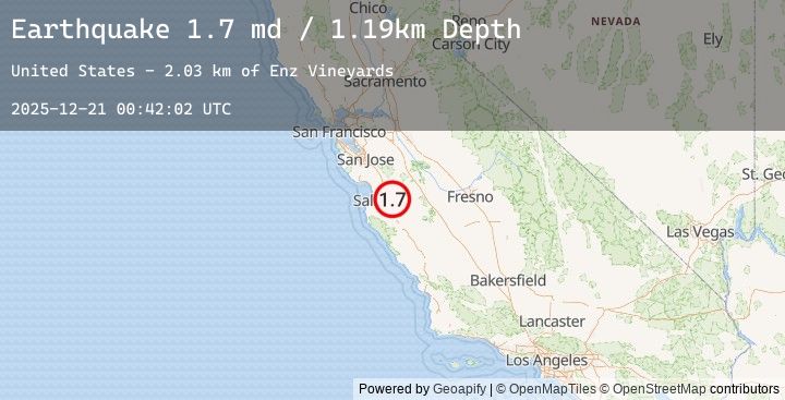 Map of 13 km SSW of Tres Pinos, CA