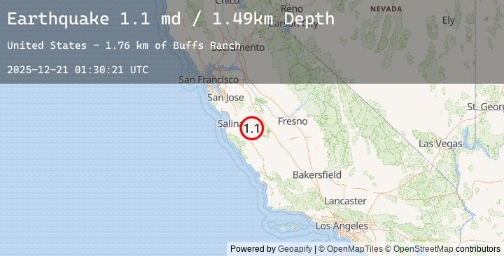 Map of 8 km ENE of Pinnacles, CA