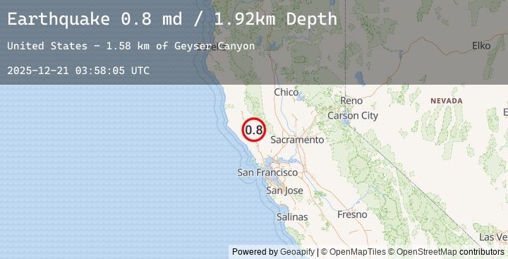 Map of 9 km WNW of The Geysers, CA