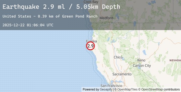 Map of 11 km S of Ferndale, CA