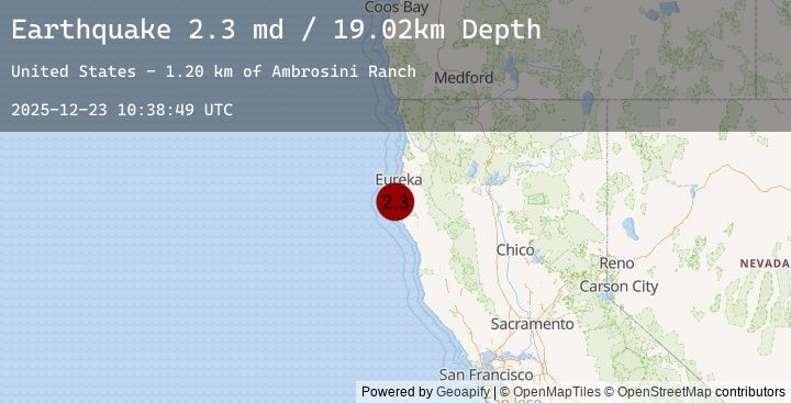 Map of 12 km WSW of Rio Dell, CA