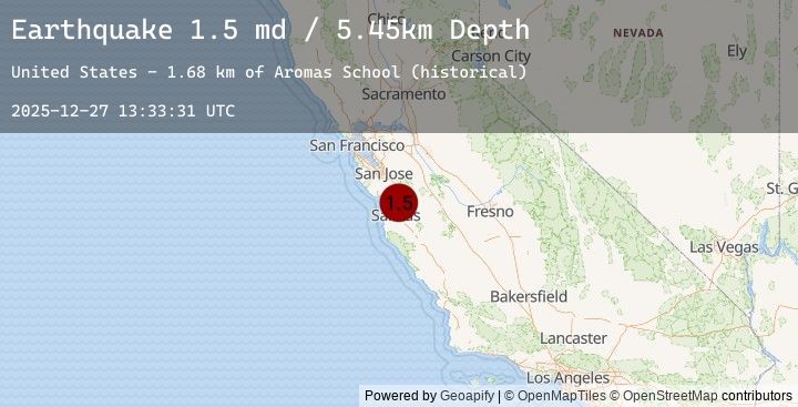 Map of 5 km WNW of San Juan Bautista, CA