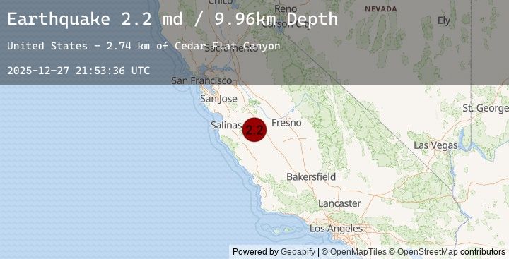 Map of 18 km NNW of New Idria, CA