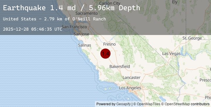 Map of 5 km SSE of Huron, CA