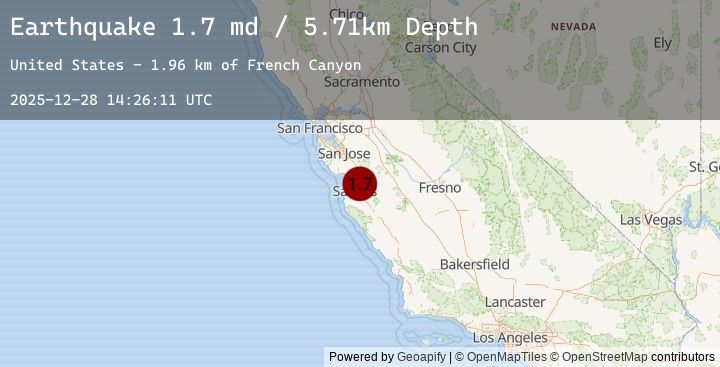 Map of 5 km S of San Juan Bautista, CA