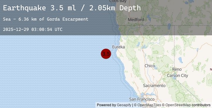 Map of 69 km W of Petrolia, CA