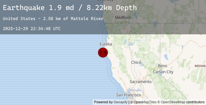 Map of 9 km WSW of Petrolia, CA