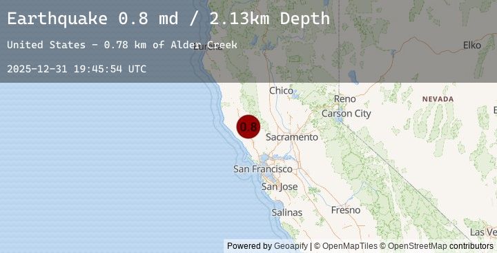 Map of 12 km WNW of The Geysers, CA