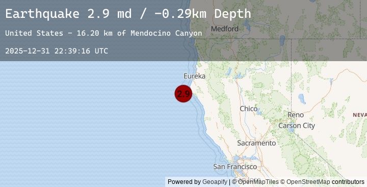 Map of 33 km WSW of Petrolia, CA