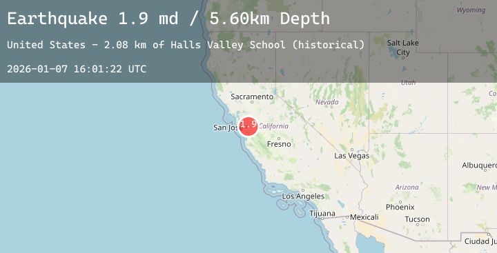 Map of 9 km E of Alum Rock, CA