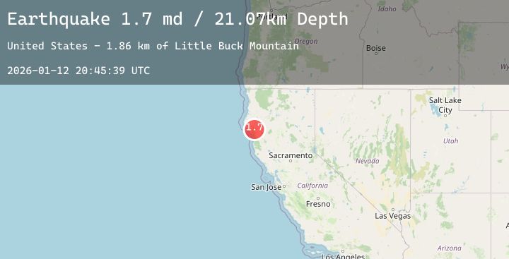 Map of 5 km ESE of Redway, CA