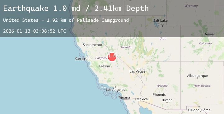 Map of 10 km SSW of Toms Place, CA