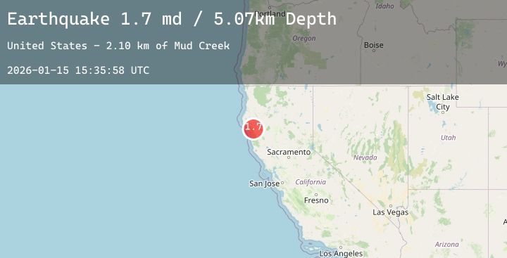 Map of 22 km SSE of Redway, CA