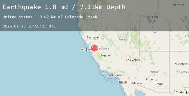 Map of 23 km ENE of Alum Rock, CA