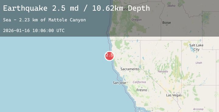 Map of 14 km W of Petrolia, CA
