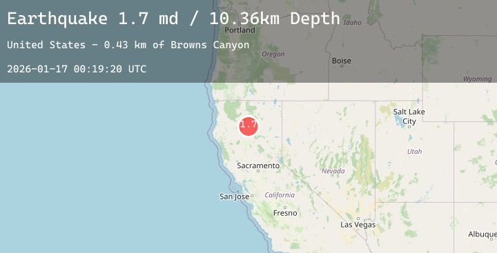 Map of 14 km WSW of Round Mountain, CA
