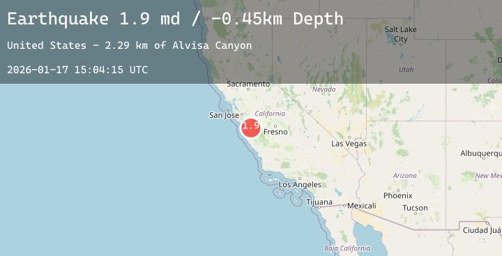 Map of 16 km S of Tres Pinos, CA