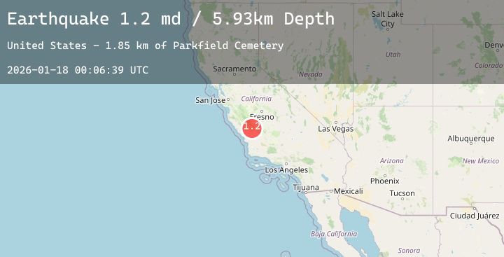 Map of 5 km S of Parkfield, CA