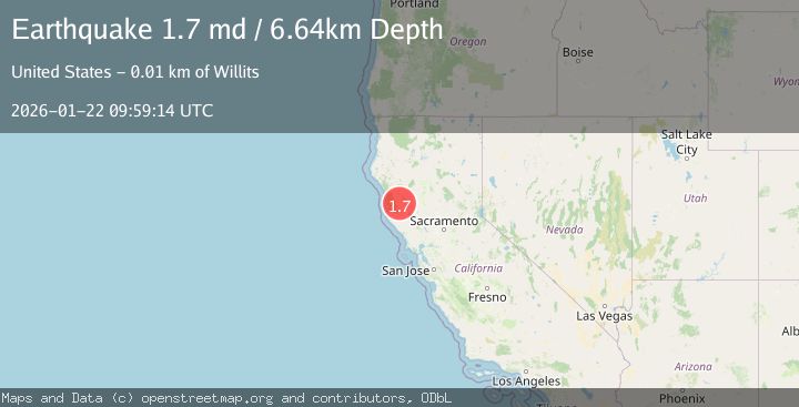 Map of 10 km ESE of Willits, CA
