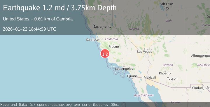 Map of 8 km N of Cambria, CA