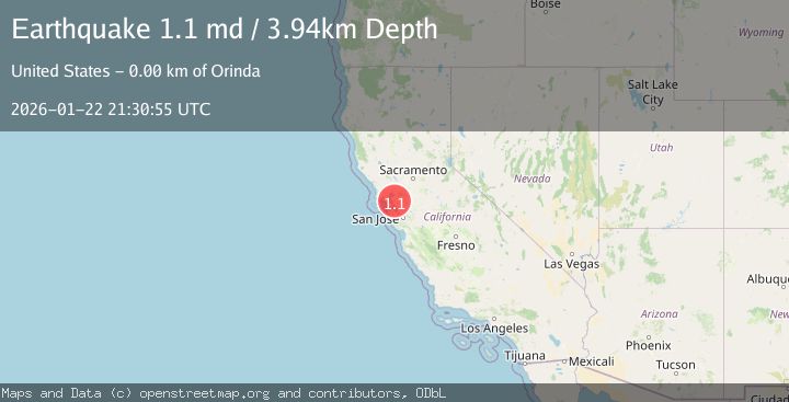 Map of 4 km WNW of Orinda, CA