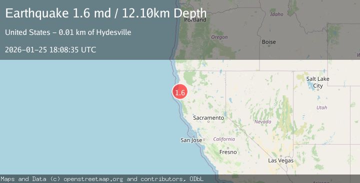 Map of 13 km NE of Hydesville, CA