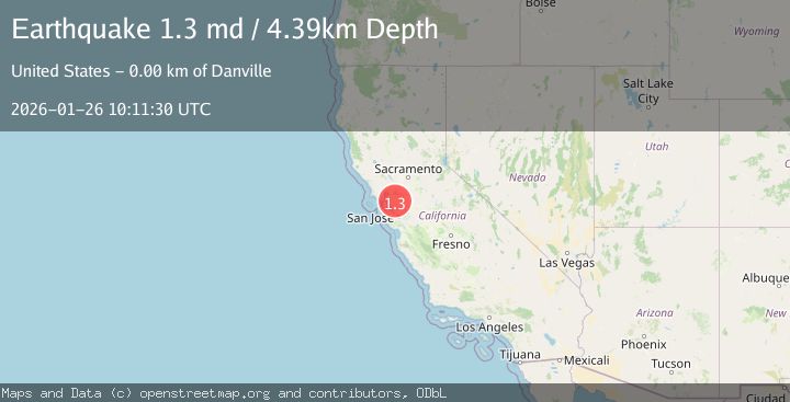 Map of 1 km NW of Danville, CA