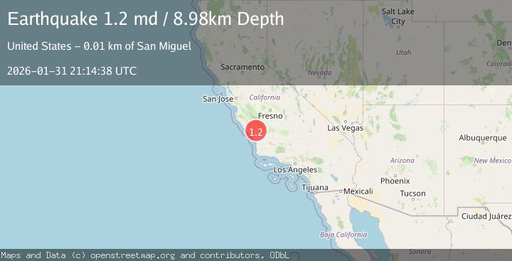 Map of 6 km ESE of San Miguel, CA
