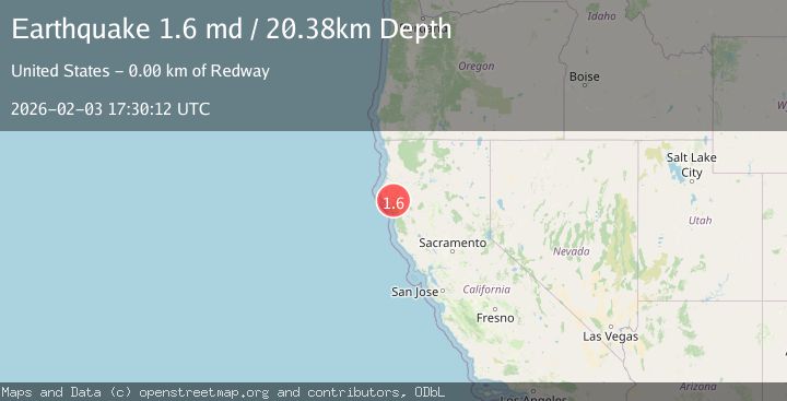 Map of 3 km NNW of Redway, CA
