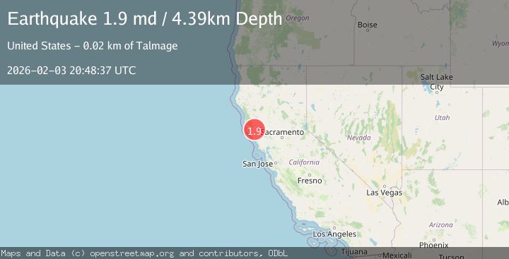Map of 16 km ESE of Boonville, CA