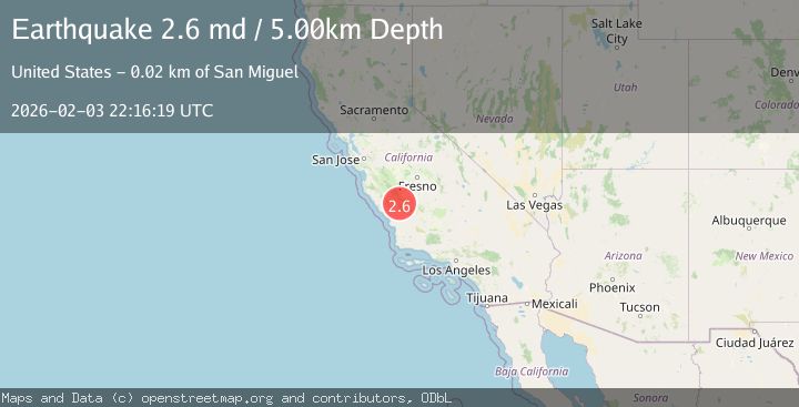 Map of 2 km W of Parkfield, CA