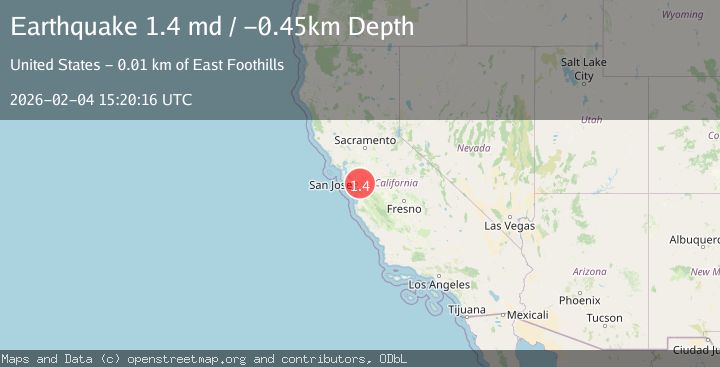 Map of 9 km E of Alum Rock, CA