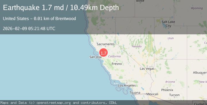 Map of 10 km SW of Brentwood, CA