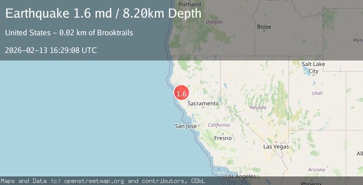 Map of 16 km N of Brooktrails, CA