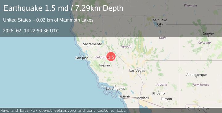 Map of 17 km SW of Toms Place, CA