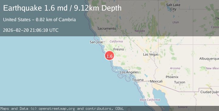 Map of 11 km NE of San Simeon, CA
