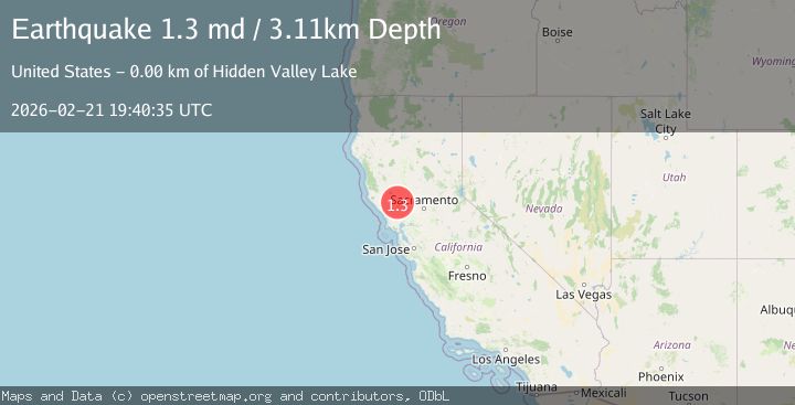 Map of 3 km SE of Hidden Valley Lake, CA