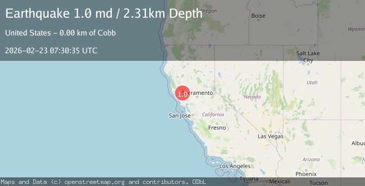Map of 4 km W of Cobb, CA