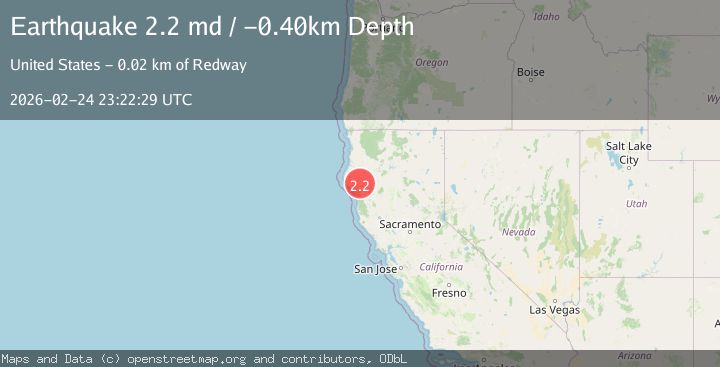 Map of 15 km NE of Redway, CA