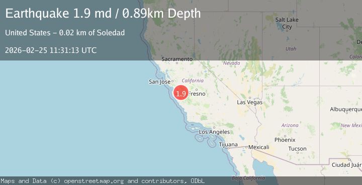 Map of 1 km WSW of Pinnacles, CA