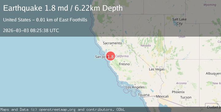 Map of 8 km E of Alum Rock, CA