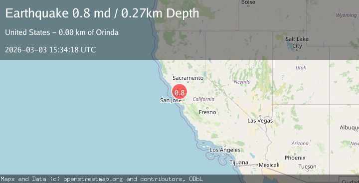 Map of 5 km NW of Orinda, CA