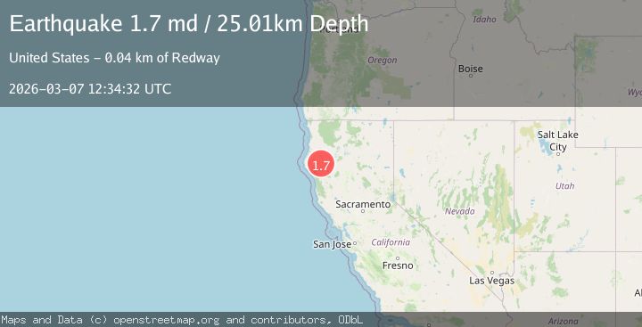 Map of 36 km NE of Redway, CA