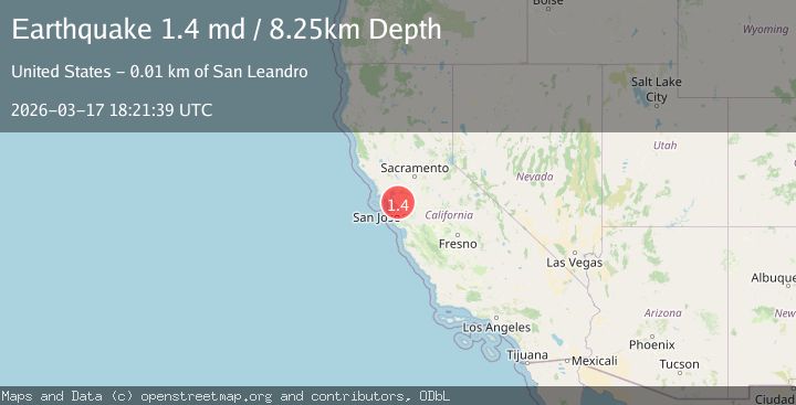 Map of 5 km NNE of San Leandro, CA