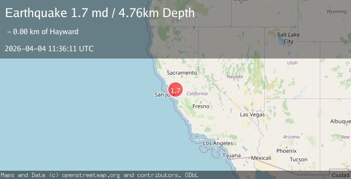 Map of 3 km N of Hayward, CA