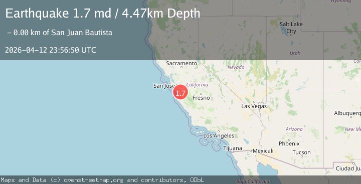 Map of 3 km W of San Juan Bautista, CA